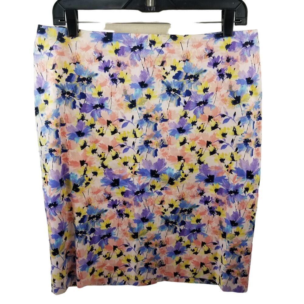 Talbots Purple Pink Blue Yellow Floral Skirt   Size 12 P